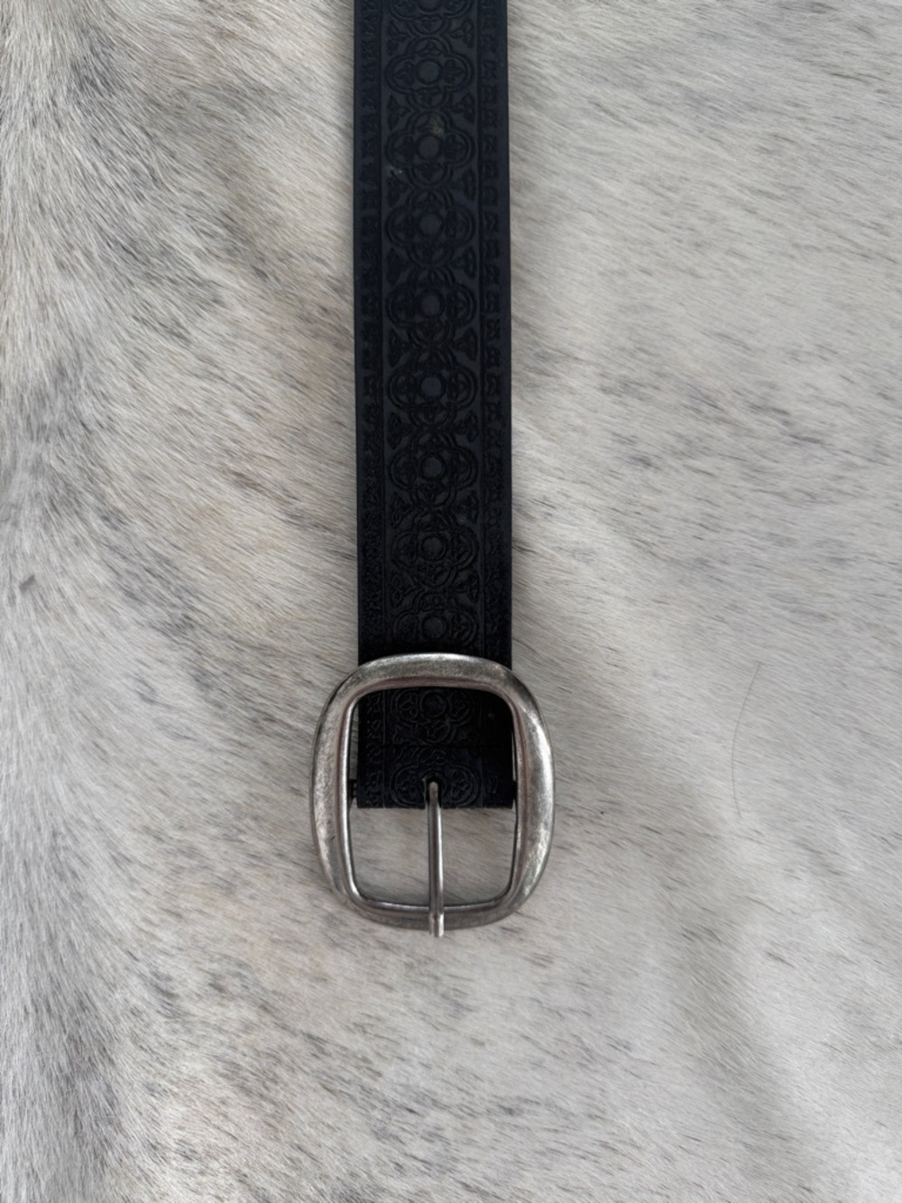 Black leather western belt - Picture 4 of 5